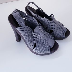 7 FOR ALL MANKIND leather weave heels